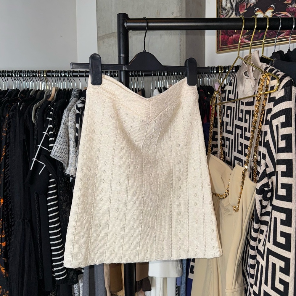 For Love & Lemons Cream Textured Swim Mini Skirt Womens Small EUC